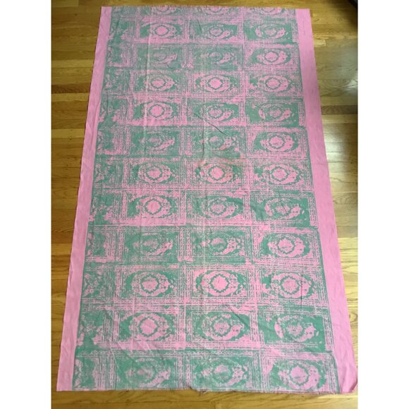 Vtg Douglas Ram Samuj Pink & Green Abstract Hand Printed Textile Yardage Fabric - Picture 4 of 14